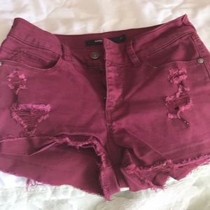 red mid rise short